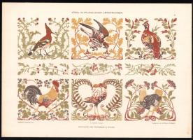 cca 1905 Dekorative Vorbilder, 3 db, állatokat ábrázoló szecessziós (Jugendstil) nyomat. Georg Sturm...