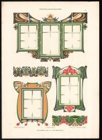 cca 1905 Dekorative Vorbilder, 3 db szecessziós (Jugendstil) ornamentika és dekorációs terv. Nyomat, papír. Többek közt Hans Karl Eduard von Berlepsch-Valendas tervei után. Lapméret: 25x35 cm