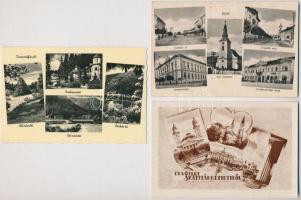 3 db RÉGI erdélyi város képeslap: Szatmárnémeti, Zsibó, Tusnádfürdő / 3 pre-1945 Transylvanian town-view postcards: Satu Mare, Jibou, Baile Tusnad