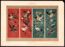 cca 1895-1905 Dekorative Vorbilder, össz. 3 db szecessziós (Jugendstil) madarakat (bagoly, daru stb....