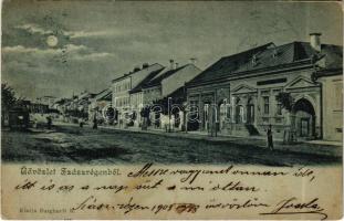 1903 Szászrégen, Reghin; Fő utca este. Burghardt R. kiadása / main street at night (EK)