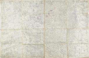 cca 1900 Mecsek-hegység, Pécs és környékének térképe, kézi jelölésekkel, vászonra kasírozva, körbevágott, 74x52 cm
