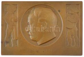 Berán Lajos (1883-1943) 1912. Erkel Ferencz egyoldalas bronz emlékplakett (53x80mm) T1- patina