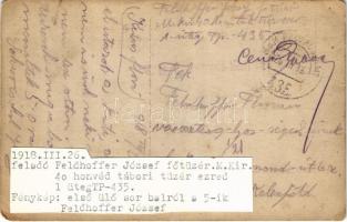 1918 Feldhoffer József főtüzér a M. kir. 40. honvéd tábori tüzér ezred 1 üteg katonája - TP-435. / W...