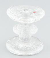 Modern üveg gyertyatartó, m: 7,5 cm, d: 7 cm