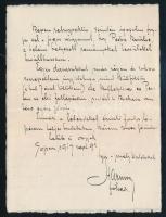 1917 Sopron, Harmos Károly (1879-1956) festőművész, grafikus autográf levele Kézdi-Kovács László (18...