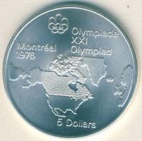 Kanada 1973. 5$ Ag "Montreali olimpia - Észak-Amerika térképe" T:1