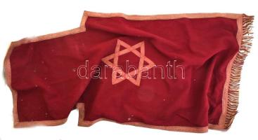 Bordó izraelita vászon (Tóra takaró??), korának megfelelő sérülésekkel, 128x64 cm