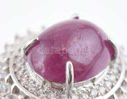 Rubin köves ezüst (Ag) gyűrű 3,3 cts 3,76 g Jelzett m: 56