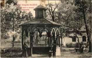 1908 Várgede, Várgedefürdő, Kúpele Hodejov, Hodejov; Fürdő udvar a térzene pavilonnal. Klein Márton kiadása / spa, music pavilion (b)