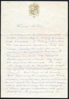 cca 1960-63 Domján Árpád (1905-1994), 1956-ban az Egyesült Államokba emigrált szobrász autográf leve...