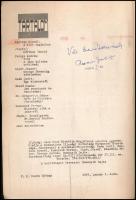 1963 Ifjúsági jazz klub híradója 1. szám, benne Radics Gábor, Pege Aladár, Kovács Gyula autográf alá...