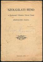 1906 Szolgálati rend a Budapesti Villamos Városi Vasút alkalmazottai részére, 8p