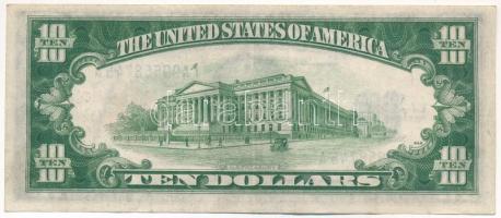 Amerikai Egyesült Államok 1934A 10$ "A99558745A" "Silver Certificate - kisméretű sárg...