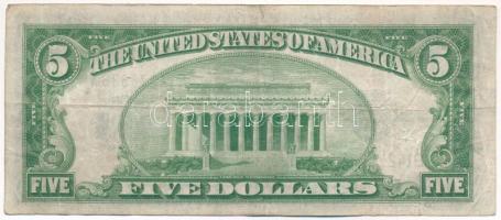 Amerikai Egyesült Államok 1934-1945. (1934A) 5$ "E14278536A" "Silver Certificate - ki...