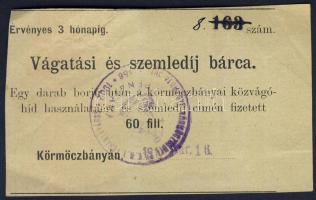 1917 Körmöcbánya: Vágatási és szemledíj bárca