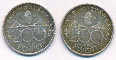 1994. 200Ft Ag "Deák" (2x) T:1-,2 patina 
Adamo F13.1