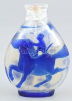 Régi parfümös üveg, repedésekkel, tartalommal, m: 7 cm