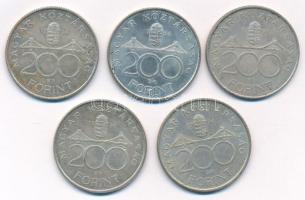 1994. 200Ft Ag "Deák" (5x) T:1-,2 patina 
Adamo F13.1