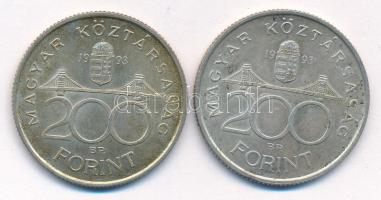 1993. 200Ft Ag "MNB" (2x) T:1-,2 patina 
Adamo F13