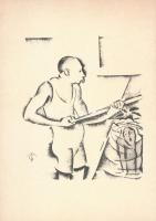 Molnár C. Pál (1894-1981): Illusztrációk, 4 db. Kis szériás ofszet, papír, kissé foltos, 29,5×21 cm