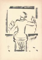 Molnár C. Pál (1894-1981): Illusztrációk, 4 db. Kis szériás ofszet, papír, kissé foltos, 29,5×21 cm