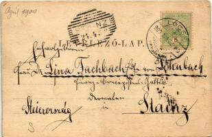 1900 Lőcse, Levoca; Főgimnázium és templom. Latzin János kiadása / Obergymnasium und Kirche / gramma...