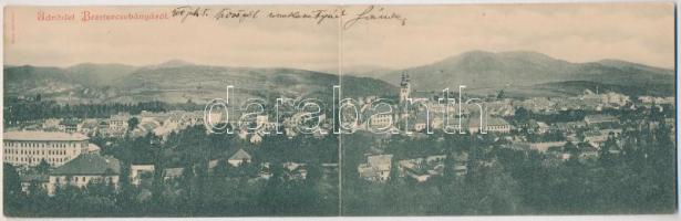 1900 Besztercebánya, Banská Bystrica; 2-részes kihajtható panorámalap. Ilona műintézet kiadása / 2-tiled folding panoramacard