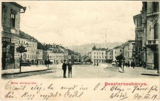 1901 Besztercebánya, Banská Bystrica; Béla király tér, Barth, Holesch Árpád üzlete / square, shops (EK)