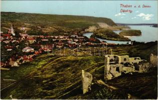 Dévény, Theben a. d. Donau, Devín (Pozsony, Bratislava); Dévényi vár. Kaufmann kiadása / Devínsky hrad / castle ruins (kis szakadás / small tear)