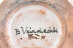 B. Várdeák Ildikó (1929-2013): Padlóváza, mázas kerámia , jelzett, hibátlan, 44 cm