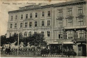 1911 Pozsony, Pressburg, Bratislava; Hotel Savoy szálloda, Dr. Payer fogorvos, Blau vendéglő. Kaufmann kiadása / hotel, restaurant, dentist (fl)