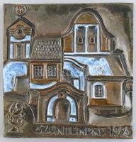 Orbán Teréz: Szentendre. Fali dísz Mázas kerámia, jelzés nélkül, 19x19 cm