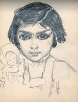 cca 1965 Róna Emy (1904-1988) vázlatfüzete gyerekrajz-illusztrációkkal, 18×13 cm