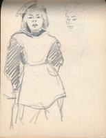 cca 1965 Róna Emy (1904-1988) vázlatfüzete gyerekrajz-illusztrációkkal, 18×13 cm