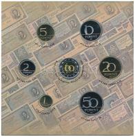 2002. 1Ft-100Ft (7xklf) + 100Ft "Kossuth" forgalmi sor szettben, belső tok ragasztása kiss...