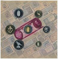 2002. 1Ft-100Ft (7xklf) + 100Ft "Kossuth" forgalmi sor szettben, belső tok ragasztása kiss...