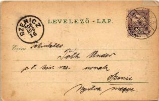 1900 Léva, Levice; látkép, Főgimnázium, várrom. Schwidernoch Károly műintézete / Levicky hrad / gene...