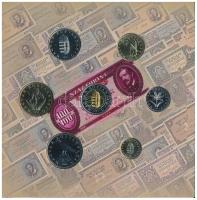 2002. 1Ft-100Ft (7xklf) + 100Ft "Kossuth" forgalmi sor szettben, belső tok ragasztása kiss...