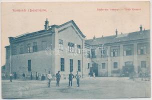 1912 Temesvár, Timisoara; Józsefváros, Szekerész kaszárnya. Grün Károly kiadása / Train-Kaserne / Iosefin, K.u.K. military barrack of the resupply transporting soldiers (ragasztónyom / glue marks)