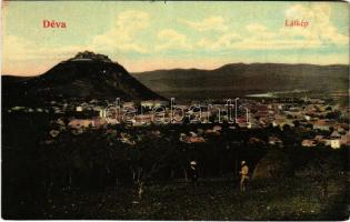 1909 Déva, látkép, vár. Schumann Ernő kiadása / general view, castle (EB)