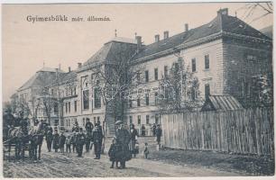 Gyimesbükk, Ghimes-Faget; MÁV (Magyar Királyi Államvasutak) vasútállomás. Adler és fia kiadása / Bahnhof / railway station (r)