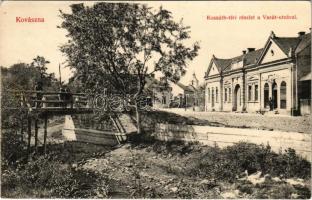 1918 Kovászna, Covasna; Kossuth tér, Vasút utca / square, street view (EK)