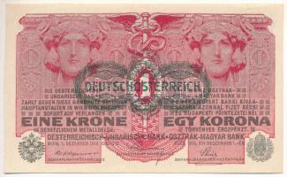 1916. 1K zöld DEUTSCHÖSTERREICH felülbélyegzéssel T:I,I-  Hungary 1916. 1 Krone with green DEUTSCHÖSTERREICH overprint C:UNC,AU  Adamo K3B