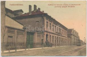 1920 Budapest XVIII. Pestszentlőrinc, Pusztaszentlőrinc, Szentlőrinc; Hofherr-Schrantz-Clayton-Shuttleworth gazdasági gépgyár főbejárata. Holub Tamás kiadása (ázott / wet damage)