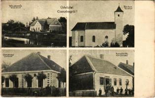 1941 Csesztreg, Közjegyzői iroda és lak, Római katolikus templom, Csendőrségi laktanya, Horváth Pál üzlete és saját kiadása (EK)