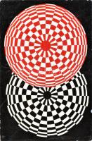 Olvashatatlan jelzéssel: Op-art kompozíció, 1971. Olaj, vászon, kartonra kasírozva. Apró sérülésekkel. 41x27 cm