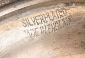 Ezüstözött porcukorszóró, jelzett, kopott, m: 20 cm