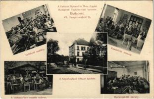 1916 Budapest VIII. Vakokat Gyámolító Országos Egylet Budapesti Foglalkoztató Intézete; Kefekötő, kosárfonó, harisnyakötő és nádszékfonó osztályok, belső. Hungária körút 16. (EK)