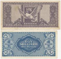 1849. 10Ft "Kincstári utalvány" utánnyomata + 1946. 10.000.000MP + 1946 100.000.000MP + 19...
